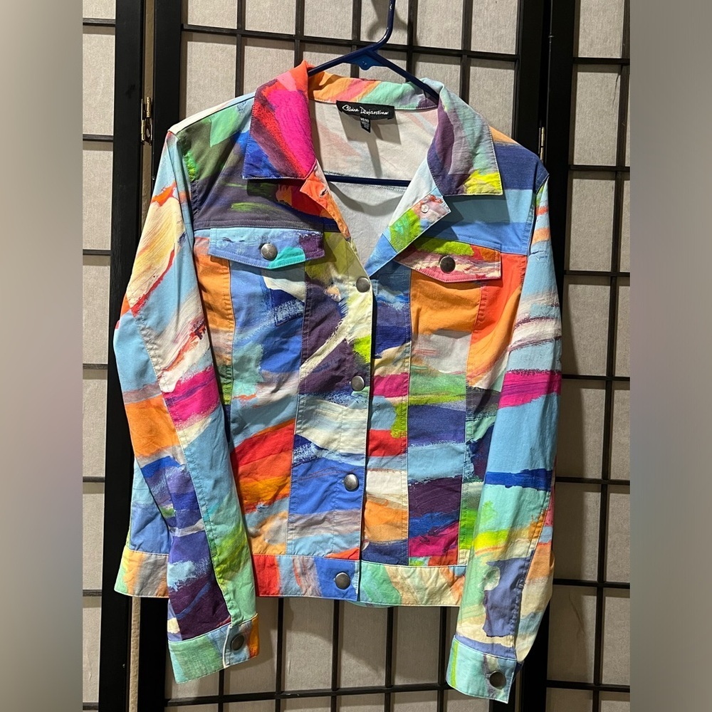 CLAIRE DESJARDINS Colorful ART
Abstract Patchwork Denim Jacket SIZE MP